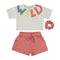 Minibol | 161304 White Wild T-Shirt, Orange Shorts and Scrunchie Set