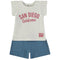 Minibol | 161324 White and Pink San Diego T-Shirt and Blue Shorts Set