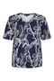 SUNDAY Navy Abstract Leaf V-Neck T-Shirt — Relaxed Fit | 6087-6522