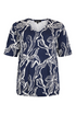 SUNDAY Navy Abstract Leaf V-Neck T-Shirt — Relaxed Fit | 6087-6522