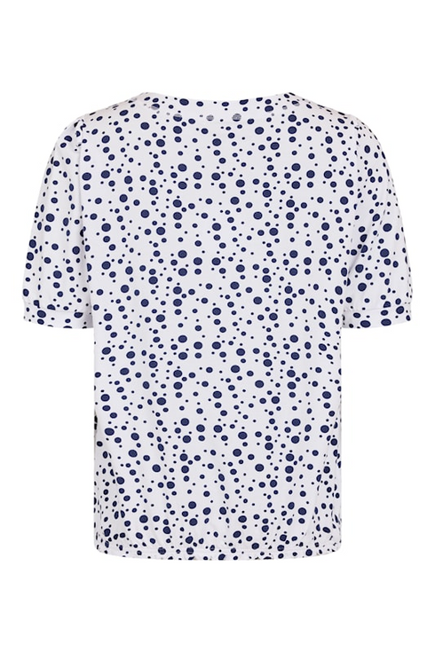 SUNDAY White Polka Dot Puff Sleeve T-Shirt — Regular Fit | 6235-6558