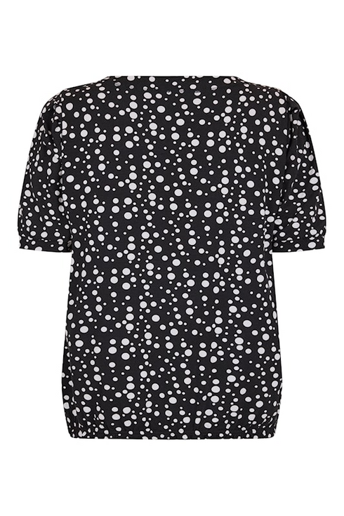 SUNDAY Black Polka Dot Puff Sleeve T-Shirt — Regular Fit | 6235-6558