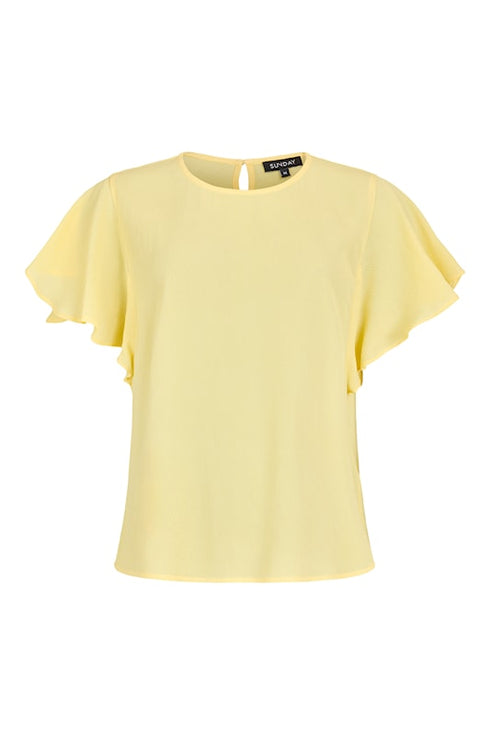 SUNDAY Sunshine Yellow Flutter Sleeve Blouse — Flared Fit | 6898-6546