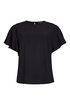 SUNDAY Black Flutter Sleeve Blouse — Flared Fit | 6898-6546