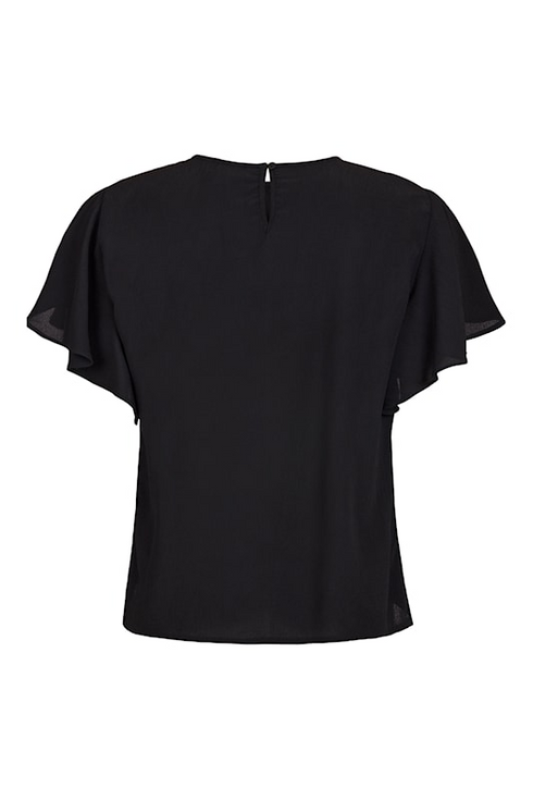 SUNDAY Black Flutter Sleeve Blouse — Flared Fit | 6898-6546