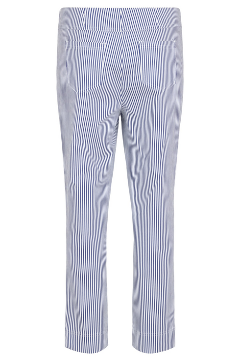 Robell Bella 09 7/8 Trousers Deep Cobalt Blue Stripes 68cm Straight Fit Pull-On 52642-5674