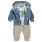 Babybol | 162009 Blue Zip Hoodie, Dinosaur T-Shirt and Joggers 3-Piece Set