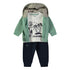 Minibol | 162023-1 Green Sunny Days Hoodie, California T-Shirt and Navy Joggers 3-Piece Set