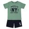 Minibol | 162303 Green NY Brooklyn T-Shirt and Navy Shorts Set
