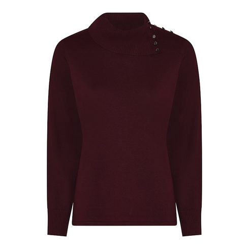 Micha Womens Asymmetric Neck Knit Jumper 166 172 2384 - Burgundy