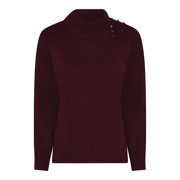 Micha Womens Asymmetric Neck Knit Jumper 166 172 2384 - Burgundy