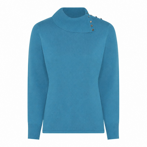 Micha Womens Asymmetric Neck Knit Jumper 166 172 5119 - Mosaic Blue