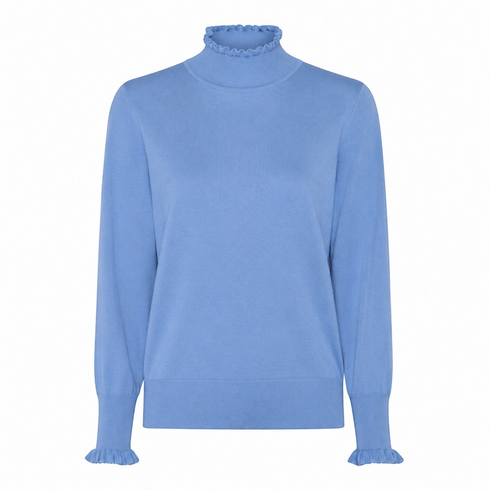 Micha Womens Frill Turtle Neck Knit Jumper 167 142 2818 - Velvet Blue