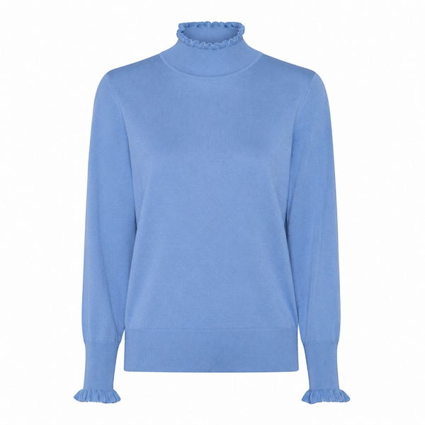 Micha Womens Frill Turtle Neck Knit Jumper 167 142 2818 - Velvet Blue