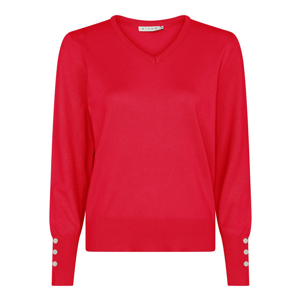 Micha V-Neck Viscose Knit Sweater with Cuff Detail - 180 141
