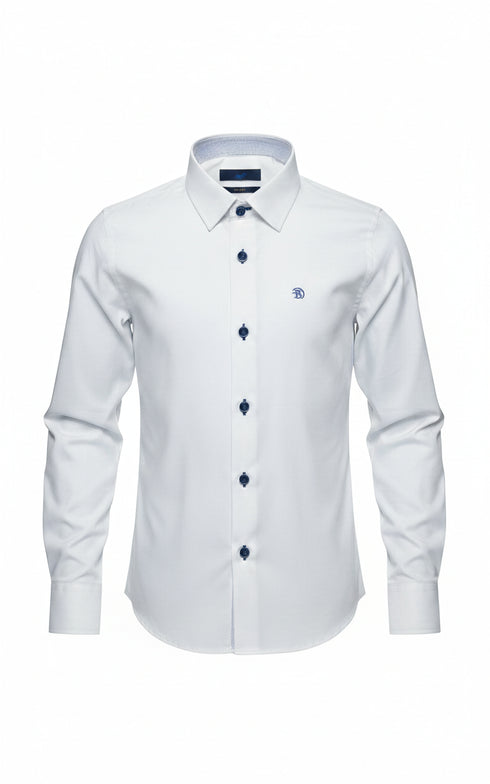 Benetti Leo White Boys Fit Long Sleeve Shirt