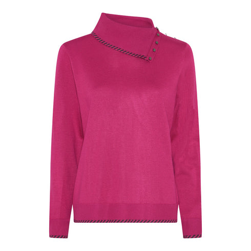 Micha Viscose Poloneck Knit with Edge Detail 179-167