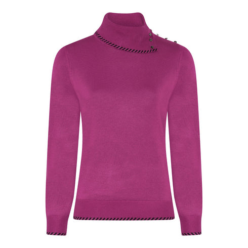 Micha Viscose Poloneck Knit with Edge Detail 179-167