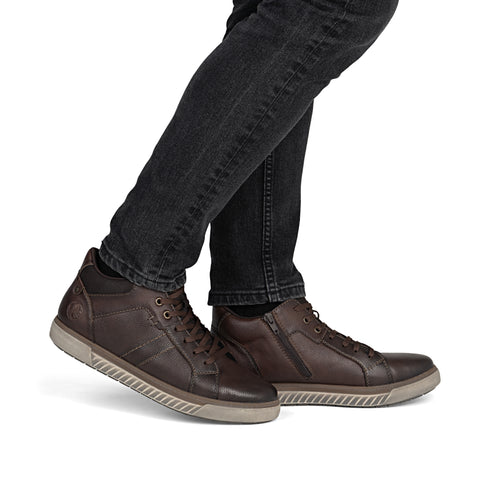 Rieker Men's Ankle Boots 17905-25 Dark Brown - Laced Leather Boots