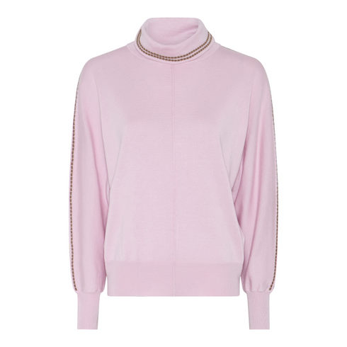 Micha Fine Knit Polo Neck Jumper 182-182 4970 - Misty Rose