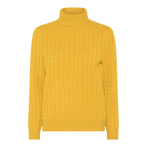Micha Cable Knit Polo Neck Jumper 183 103 2344 - Winter Yellow