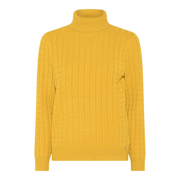 Micha Cable Knit Polo Neck Jumper 183 103 2344 - Winter Yellow