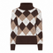 Micha Womens Argyle Poloneck Knit Jumper with Sequins 183151 68966 - Cocoa Brown/Camel