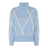 Micha Womens Stripe Poloneck Knit Jumper 183174 38418 - Blue Melange/Off White