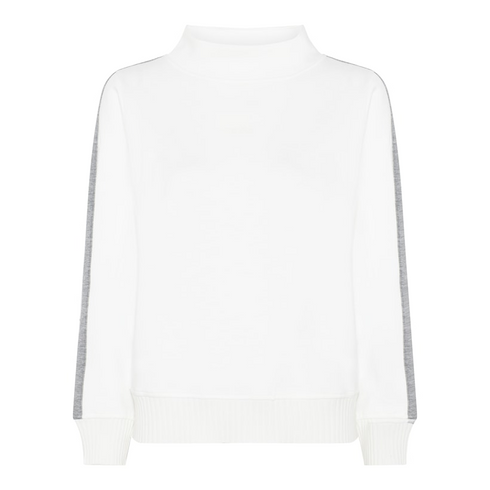 Micha Womens Defined Sport Sweatshirt 184101 37108 - Off White/Light Grey Melange