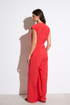 Tinta Coral Women's Garbo Sleeveless Wide Leg Button Front Jumpsuit