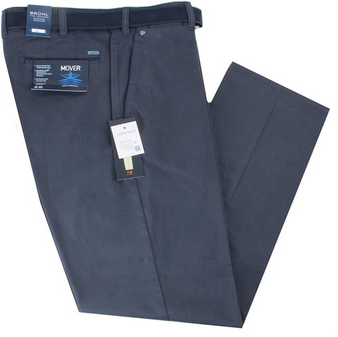 Brühl Navy Venice B Turn 185770-330 Highly Elastic Cotton Chinos with Belt