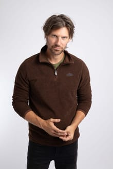 Weird Fish Errill Warm-Locking Eco 1/4 Zip Textured Fleece 19085 CHOC - Chocolate