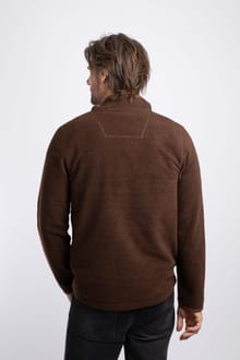 Weird Fish Errill Warm-Locking Eco 1/4 Zip Textured Fleece 19085 CHOC - Chocolate