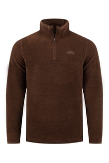 Weird Fish Errill Warm-Locking Eco 1/4 Zip Textured Fleece 19085 CHOC - Chocolate