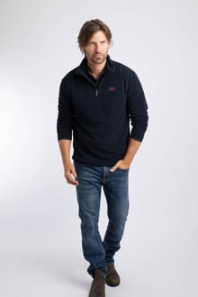 Weird Fish Errill Warm-Locking Eco 1/4 Zip Textured Fleece 19085 MN - Midnight