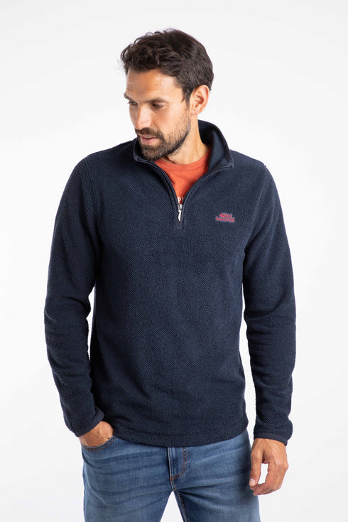 Weird Fish Errill Eco 1/4 Zip Textured Fleece for Men - Style 19085
