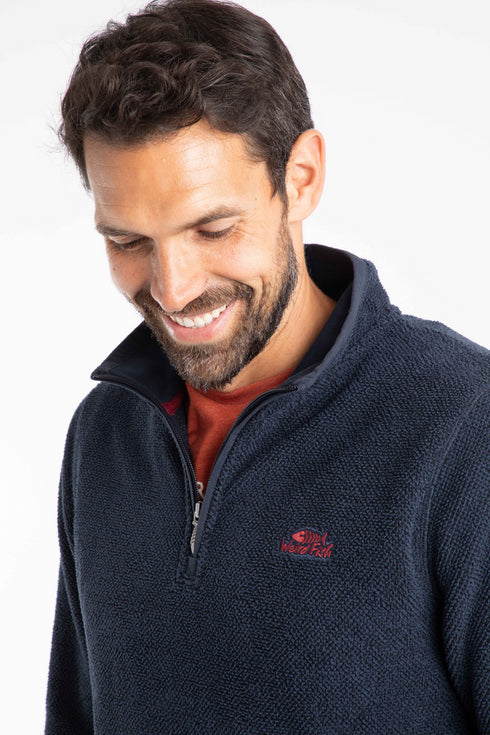 Weird Fish Errill Eco 1/4 Zip Textured Fleece for Men - Style 19085