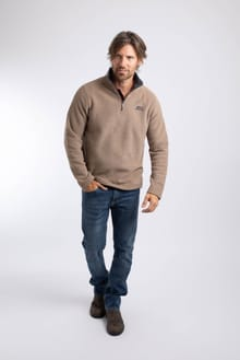 Weird Fish Newark Warm-Locking 1/4 Zip Grid Fleece 19102 COLA - Cola Brown