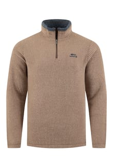 Weird Fish Newark Warm-Locking 1/4 Zip Grid Fleece 19102 COLA - Cola Brown