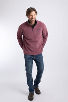 Weird Fish Newark Warm-Locking 1/4 Zip Grid Fleece 19102 RG - Red Grape
