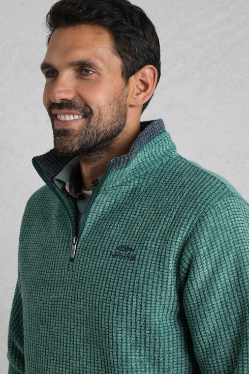 Weird Fish Newark 1/4 Zip Grid Fleece – Men’s Warm Recycled Polyester Pullover 19102