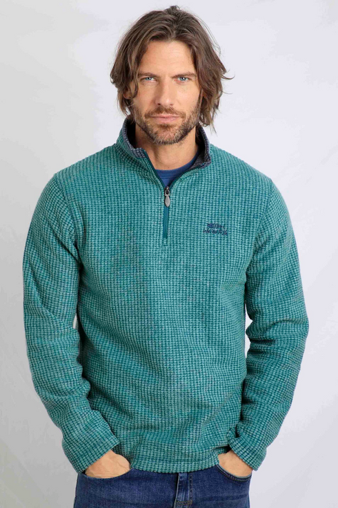 Weird Fish Newark 1/4 Zip Grid Fleece – Men’s Warm Recycled Polyester Pullover 19102
