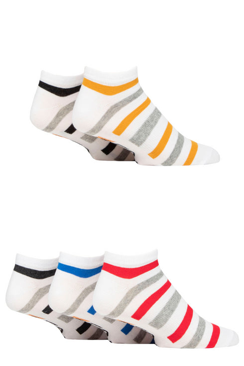 Farah Mens 5 Pair Arch Support Striped Cotton Trainer Socks FCS314