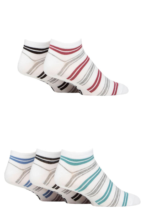 Farah Mens 5 Pair Striped Bamboo Trainer Socks FCS354