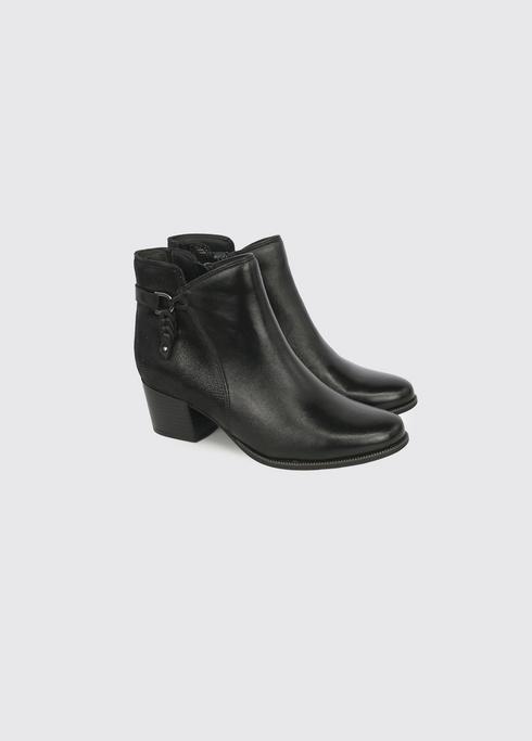 Dubarry Cynthia Leather and Suede Block Heel Ankle Boot 2002 01 - Black