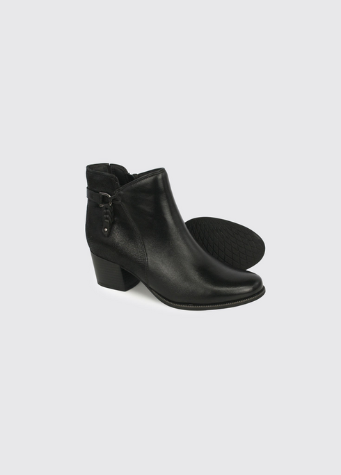 Dubarry Cynthia Leather and Suede Block Heel Ankle Boot 2002 01 - Black