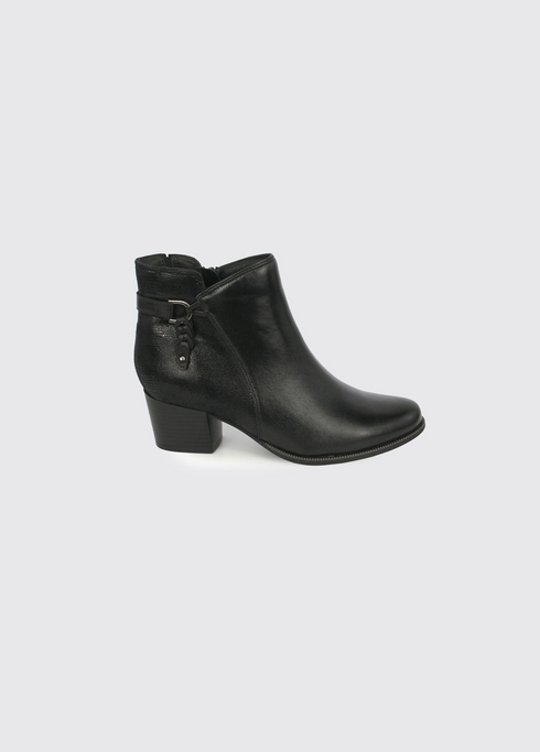 Dubarry Cynthia Leather and Suede Block Heel Ankle Boot 2002 01 - Black