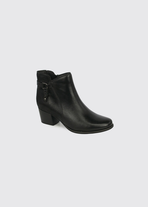 Dubarry Cynthia Leather and Suede Block Heel Ankle Boot 2002 01 - Black