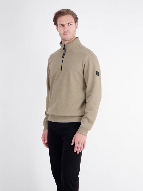 Lerros Mens 1/4 Zip Troyer Sweatshirt 2004402 - Gravel Beige