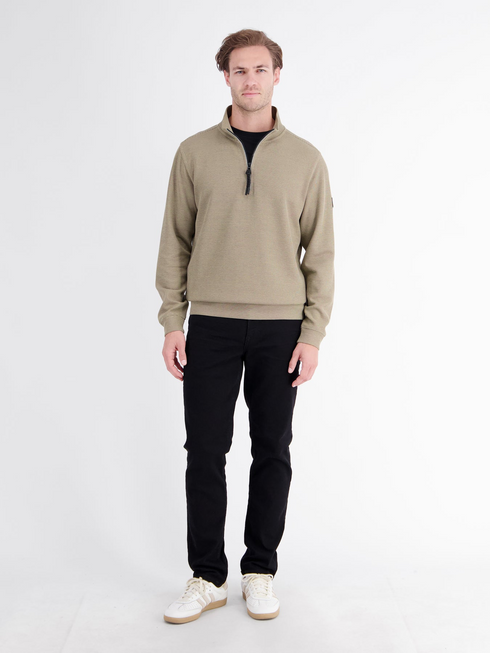 Lerros Mens 1/4 Zip Troyer Sweatshirt 2004402 - Gravel Beige
